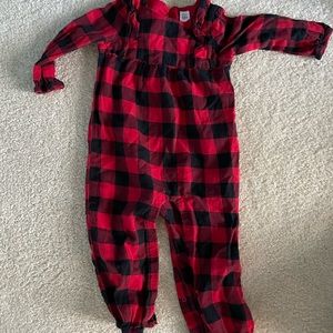 Baby Gap Ruffle Shoulder Romper, Buffalo Check